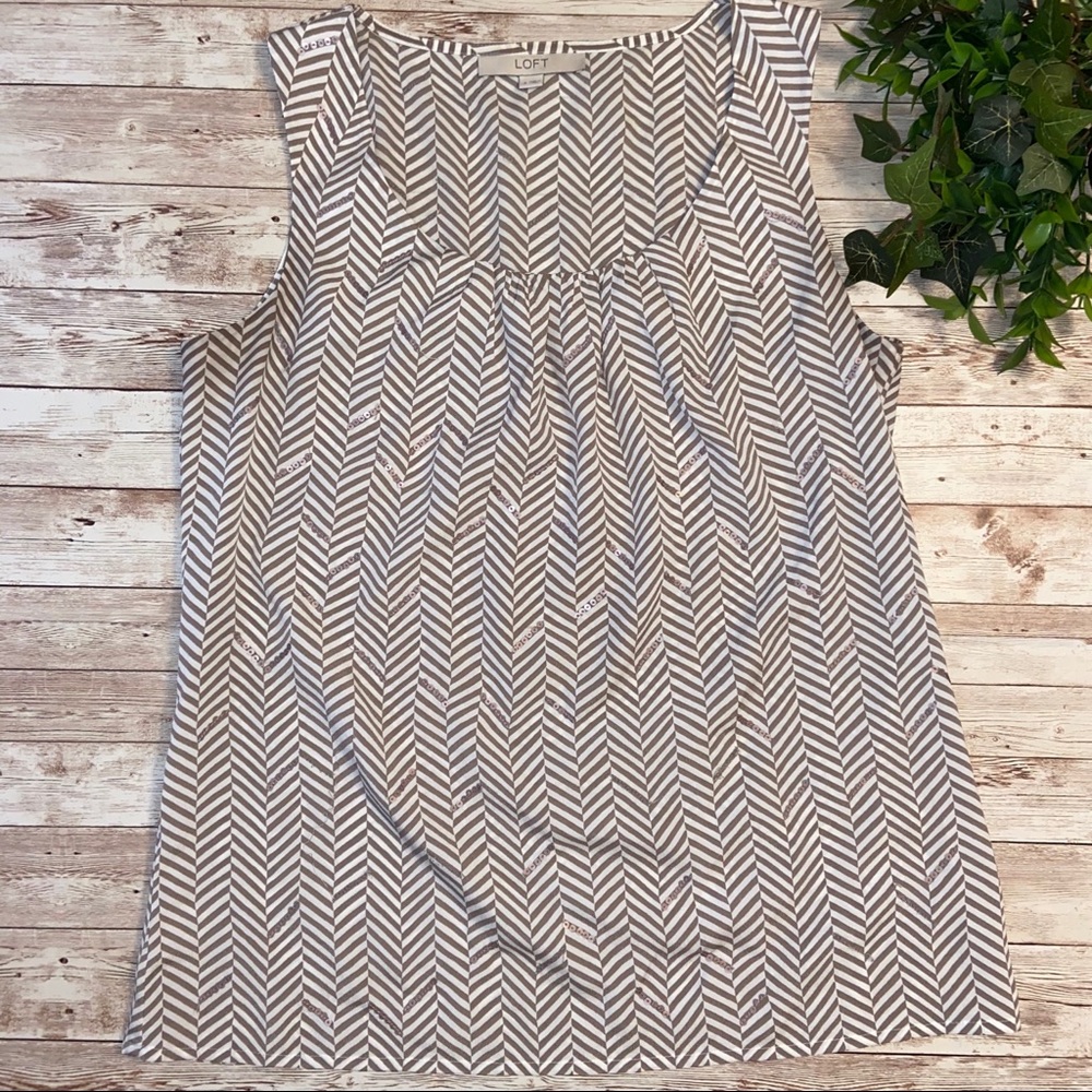 Ann Taylor Loft chevron sequin sleeveless blouse S